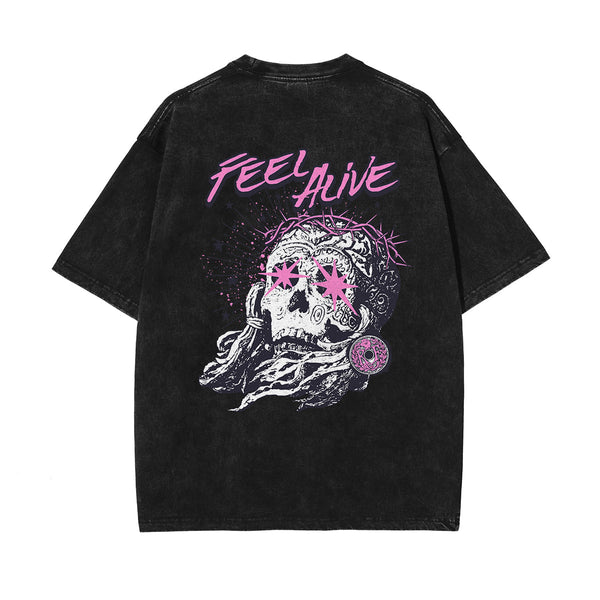 Heavyweight Washed Skull Graphic Tee-INNBLAC