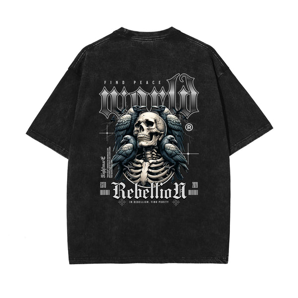 Heavyweight Washed Skull Graphic Tee-INNBLAC