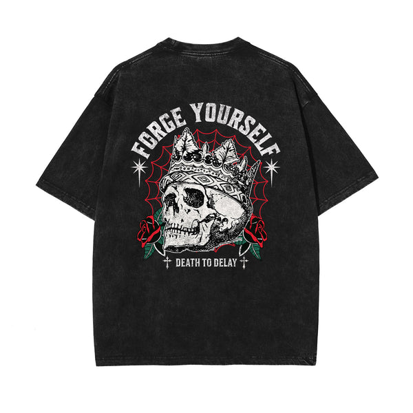 Heavyweight Washed Skull Graphic Tee-INNBLAC