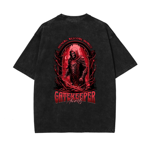 Heavyweight Washed Skull Graphic Tee-INNBLAC