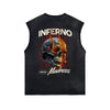 Skull Graphic Washed Oversized Sleeveless Tee-INNBLAC Fashion Apparel
