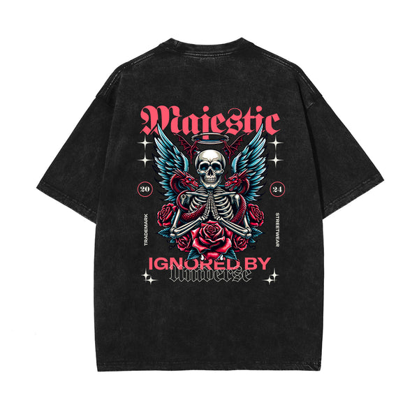 Skull Artwork Graphic Faded Tee-INNBLAC