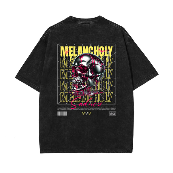 Skull Artwork Graphic Faded Tee-INNBLAC