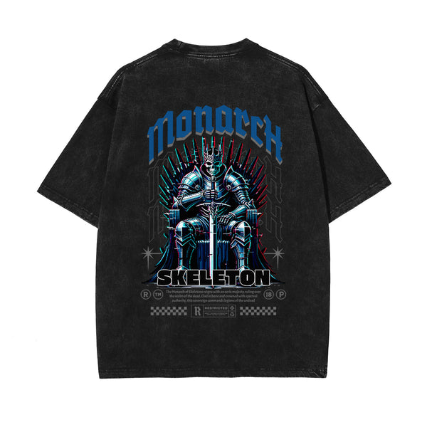 Skull Artwork Graphic Faded Tee-INNBLAC