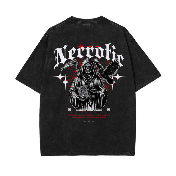 Skull Artwork Graphic Faded Tee-INNBLAC