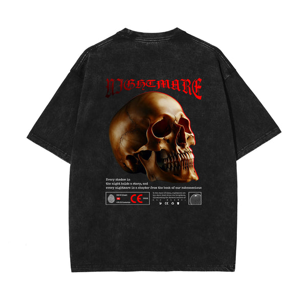 Skull Artwork Graphic Faded Tee-INNBLAC
