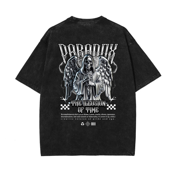 Skull Artwork Graphic Faded Tee-INNBLAC