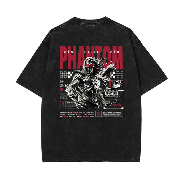 Skull Artwork Graphic Faded Tee-INNBLAC