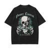 Skull Artwork Graphic Faded Tee-INNBLAC