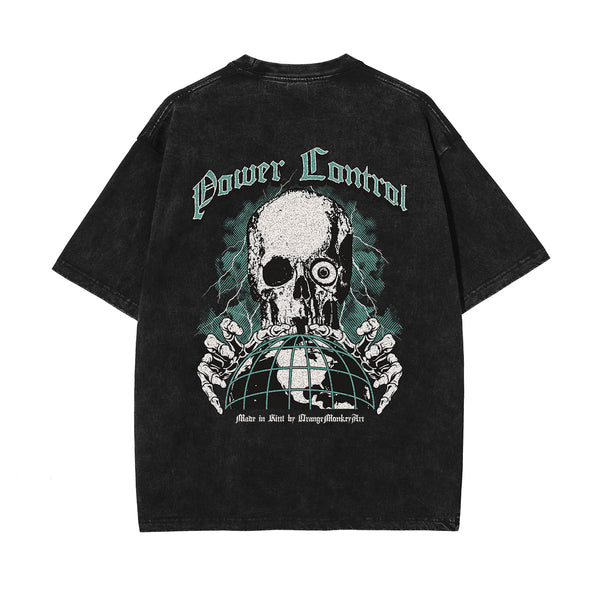 Skull Artwork Graphic Faded Tee-INNBLAC