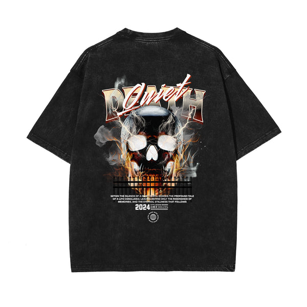 Punk Skull Graphic Washed Tee-INNBLAC