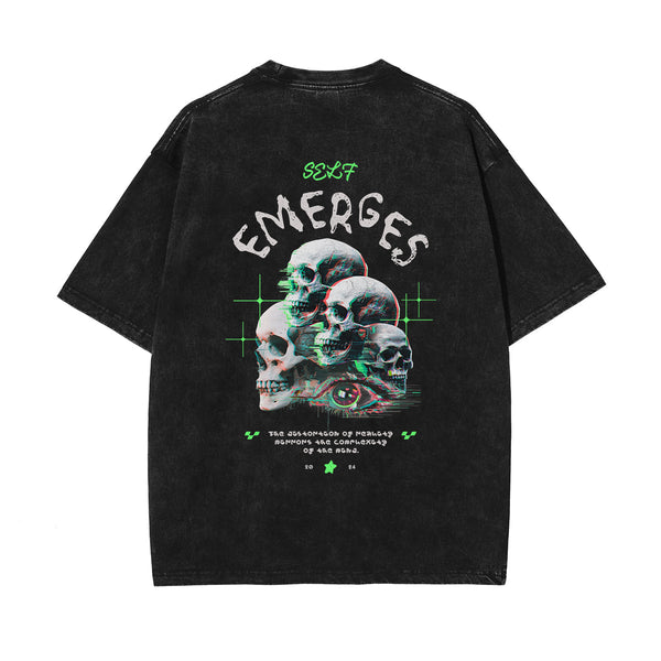 Punk Skull Graphic Washed Tee-INNBLAC