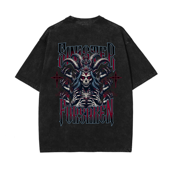 Punk Skull Graphic Washed Tee-INNBLAC