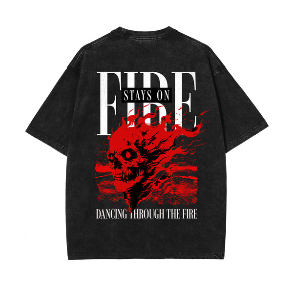 Punk Skull Graphic Washed Tee-INNBLAC