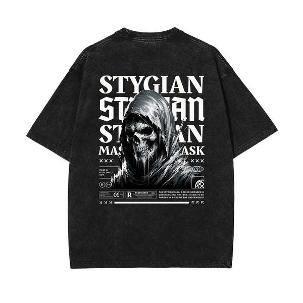 Punk Skull Graphic Washed Tee-INNBLAC