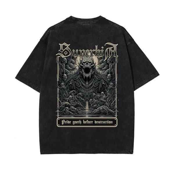 Gothic Skeleton Back Print T Shirt-INNBLAC