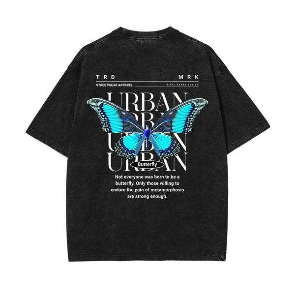 Vintage Washed Butterfly Printed Tee-INNBLAC
