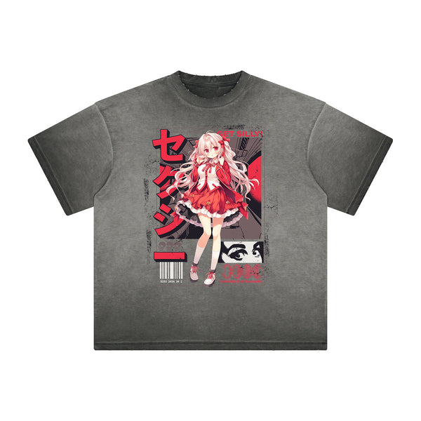 Heavyweight Distressed Anime Graphic Tee