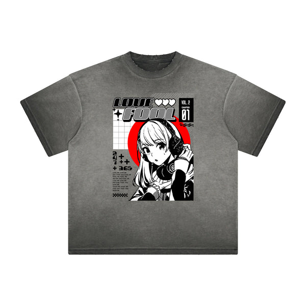 Heavyweight Distressed Anime Graphic Tee