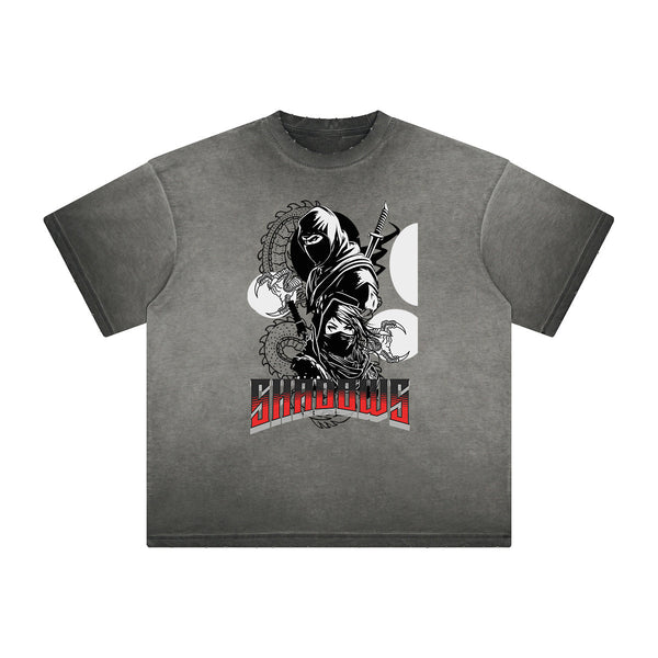 Distressed Y2K Anime Streetwear Pattern Tee