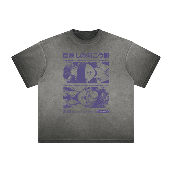 Distressed Anime Character Print Tee