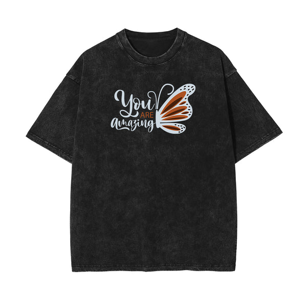 Stone Wash Butterfly Pattern Tee