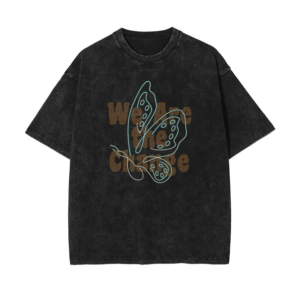 Stone Wash Butterfly Pattern Tee