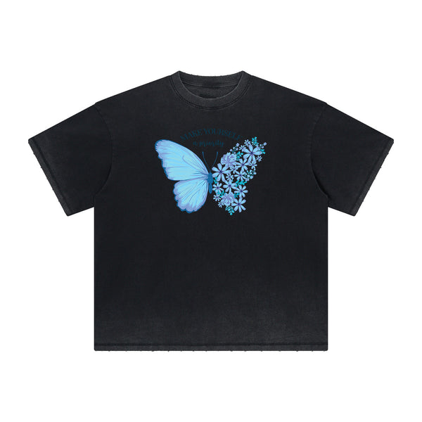 Distressed Butterfly Graphic T Shirt