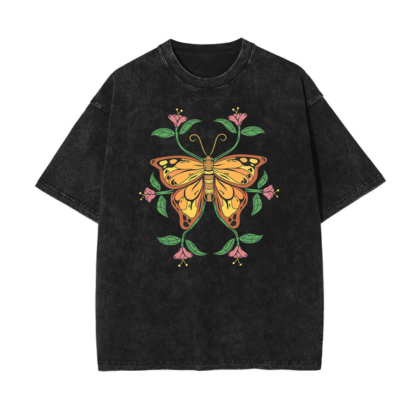 Stone Wash Butterfly Pattern Tee