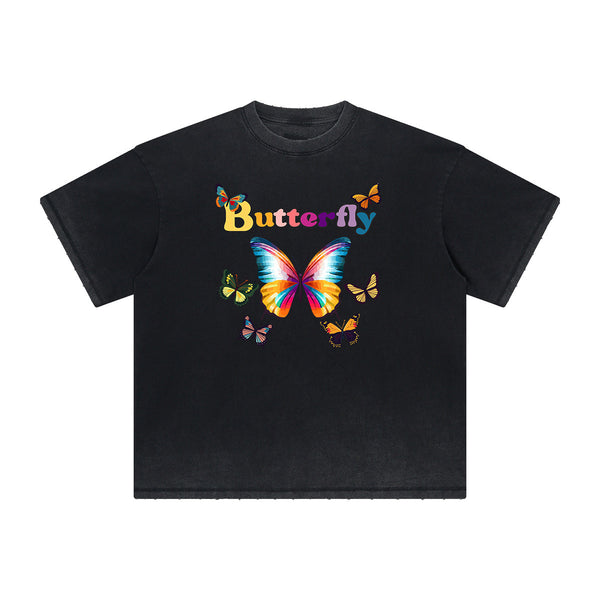 Distressed Butterfly Graphic T Shirt