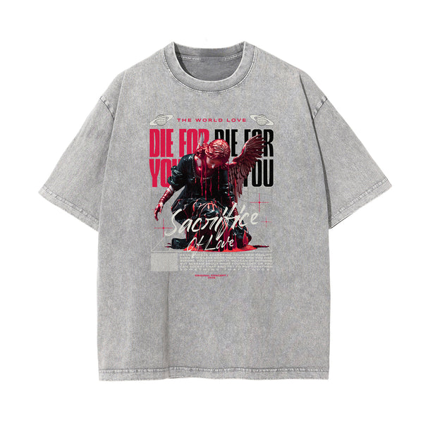 Vintage Wash Angel Pattern Tee