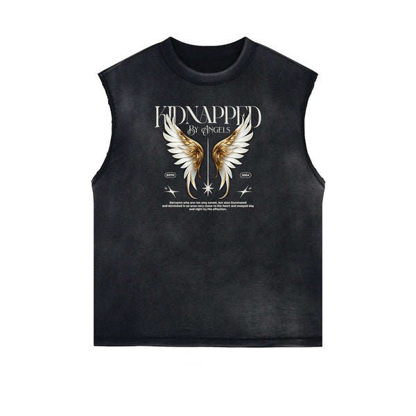 Faded Frayed  Angel Statue Graphic Tank