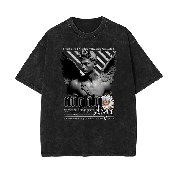 Washed Angel Statue Graphic T Shirt