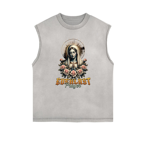 Sleeveless Angel Statue Graphic T Shirt