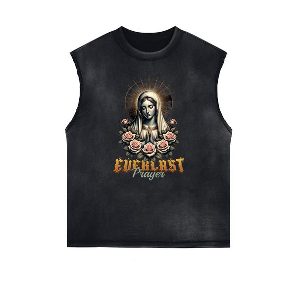 Faded Frayed  Angel Statue Graphic Tank