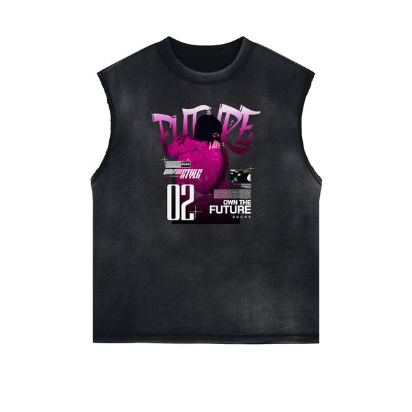 Frayed Edge Sleeveless Gangsta Graphic Tee