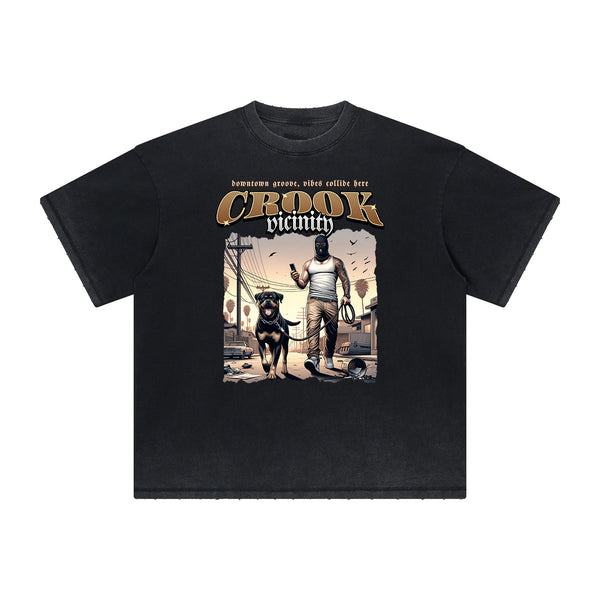 Vintage Frayed Gangsta Pattern Tee