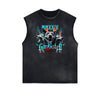 Frayed Edge Sleeveless Gangsta Graphic Tee