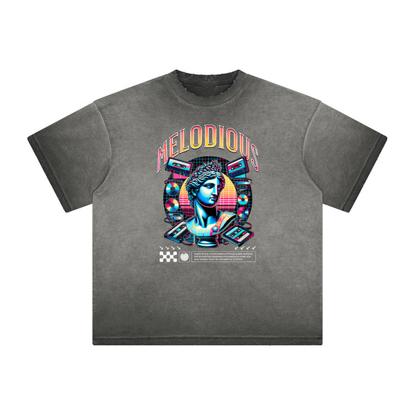 Distressed Vanquisher Neon Y2K Pattern Tee