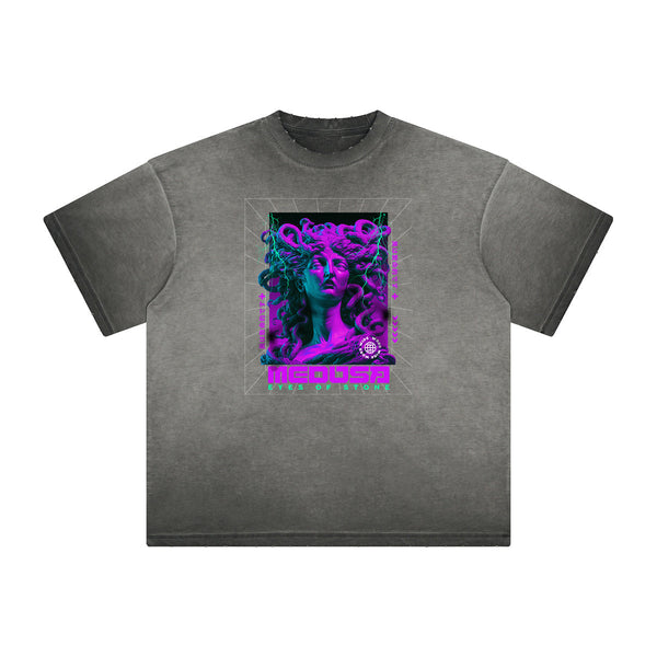 Distressed Vanquisher Neon Y2K Pattern Tee