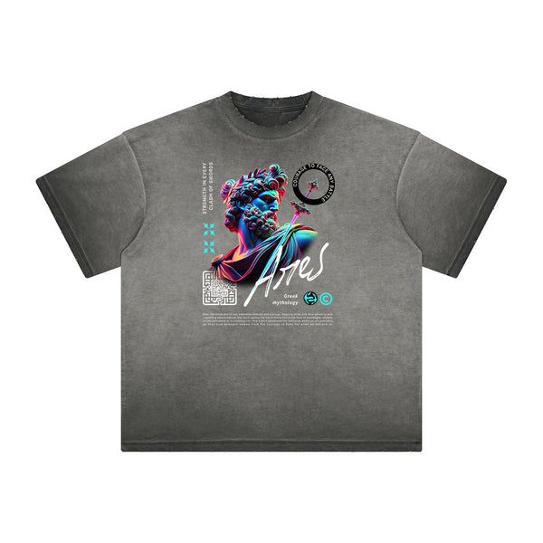 Distressed Vanquisher Neon Y2K Pattern Tee