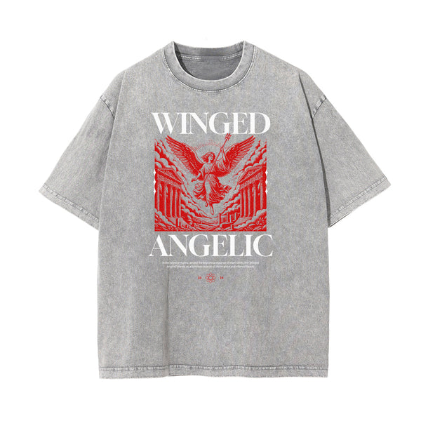 Celestial & Angel Statue Graphic Gray Tee