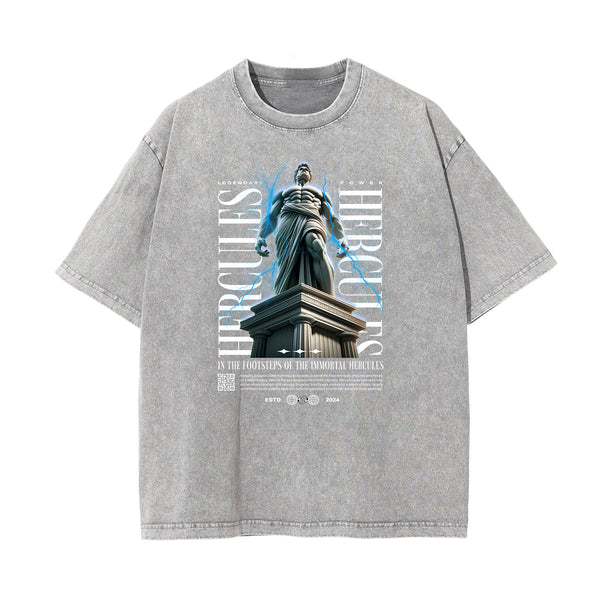 Celestial & Angel Statue Graphic Gray Tee
