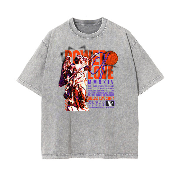 Faded Celestial & Angel Statue Graphic Tee