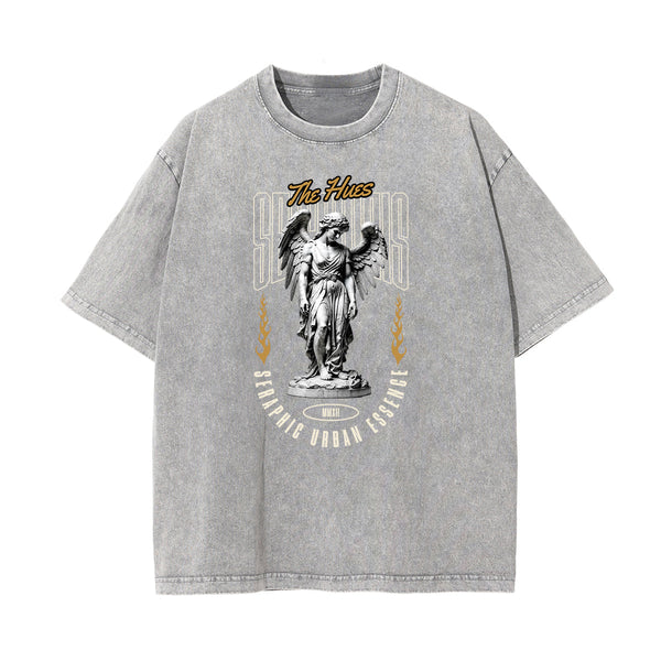 Faded Celestial & Angel Statue Graphic Tee