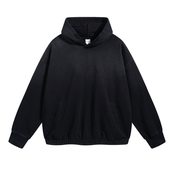 Women's Acid Wash Elastic Hem Hoodie-INNBLAC