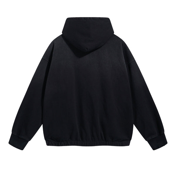 Women's Acid Wash Elastic Hem Hoodie-INNBLAC