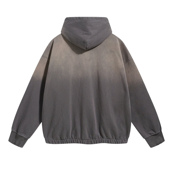 Women's Acid Wash Elastic Hem Hoodie-INNBLAC