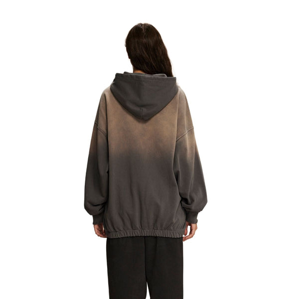 Women's Acid Wash Elastic Hem Hoodie-INNBLAC