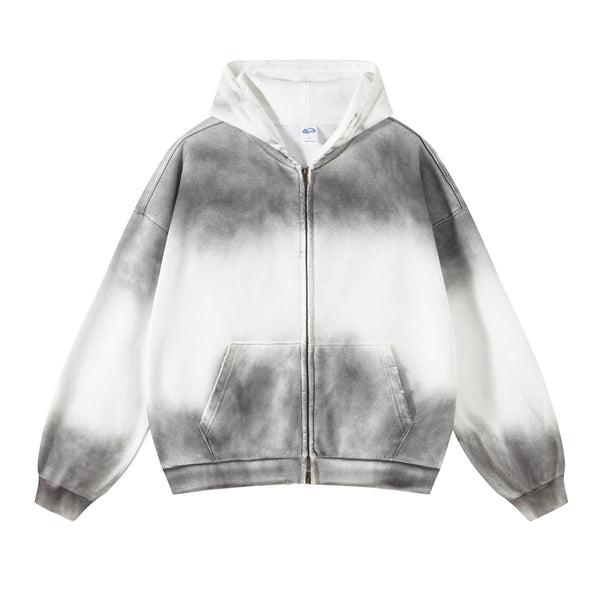 Women's Brush Paint Double Slider Zip Hoodie-INNBLAC